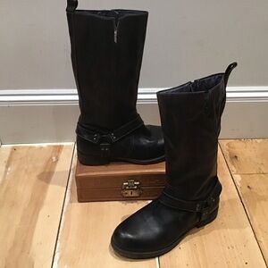 Vintage Foundry Co Madison Mid Calf Black Leather Boots Cushioned Insole Sz 9